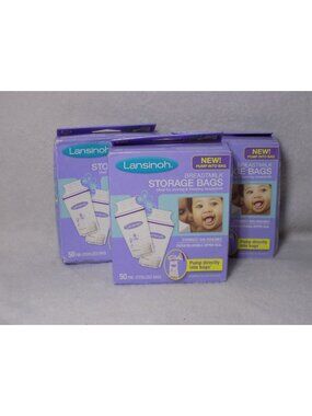 Breast Milk Storage Bags 50 Ct by Lansinoh Lot of 3 (150 Total Bags)